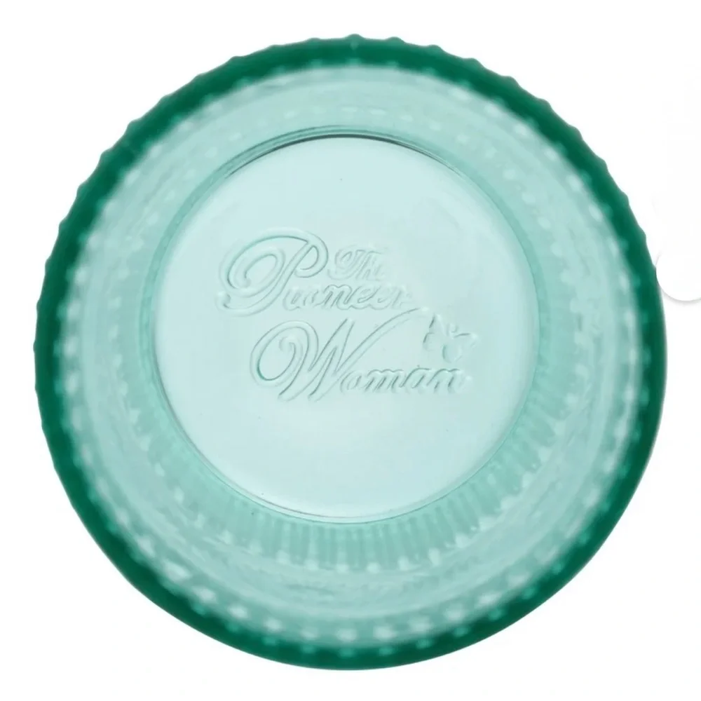 The Pioneer Woman Adeline 16-Ounce Teal Emboss Glass Tumblers, Set of 4 - Picture 3 of 6